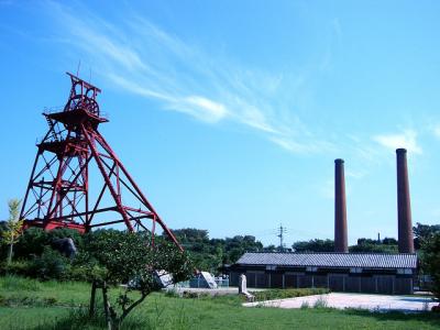 竪坑櫓と二本煙突